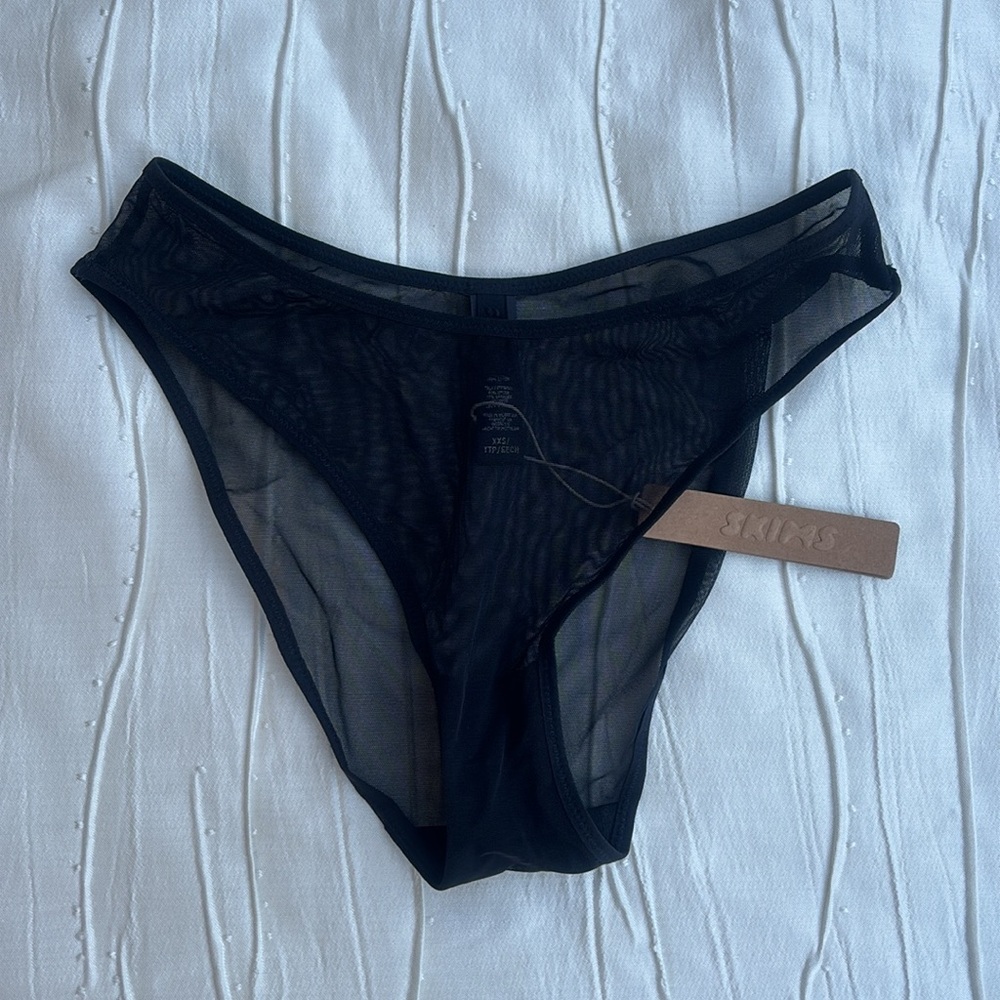Skims Ultra Fine Mesh Bikini Onyx NWT Black Size XXS - Picture 2 of 6
